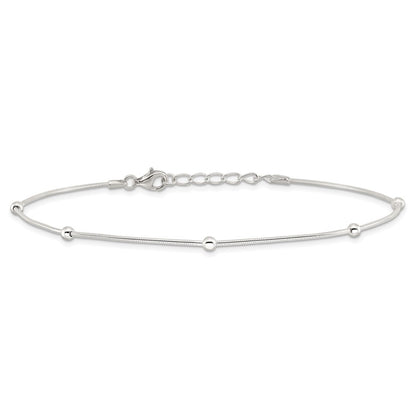 Sterling Silver 9In Plus1.5 In Ext Polished Anklet