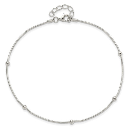 Sterling Silver 9In Plus1.5 In Ext Polished Anklet