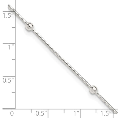 Sterling Silver 9In Plus1.5 In Ext Polished Anklet