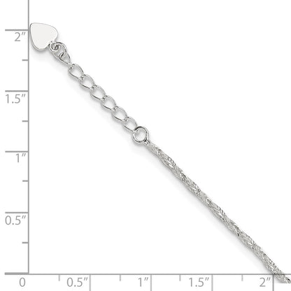 Sterling Silver Polished 9In Plus 1In Ext. Anklet