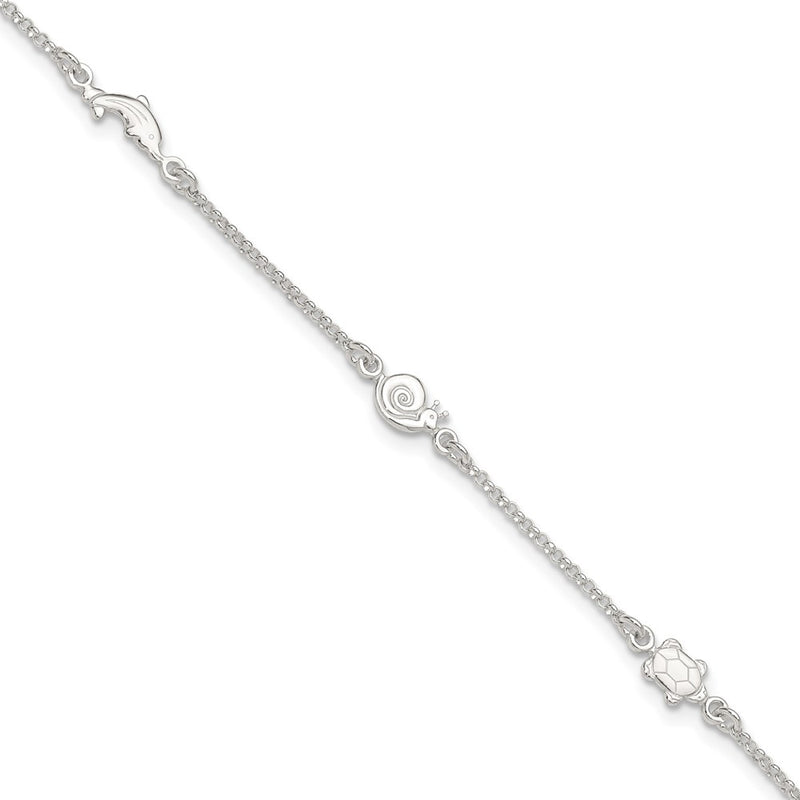 Sterling Silver Polished Animal 9In Plus 1In Ext. Anklet