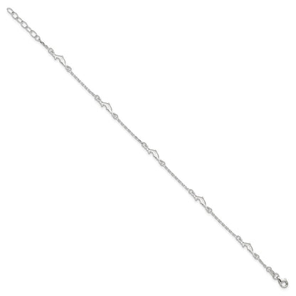 Sterling Silver Polished Dolphin 9In Plus 1In Ext. Anklet