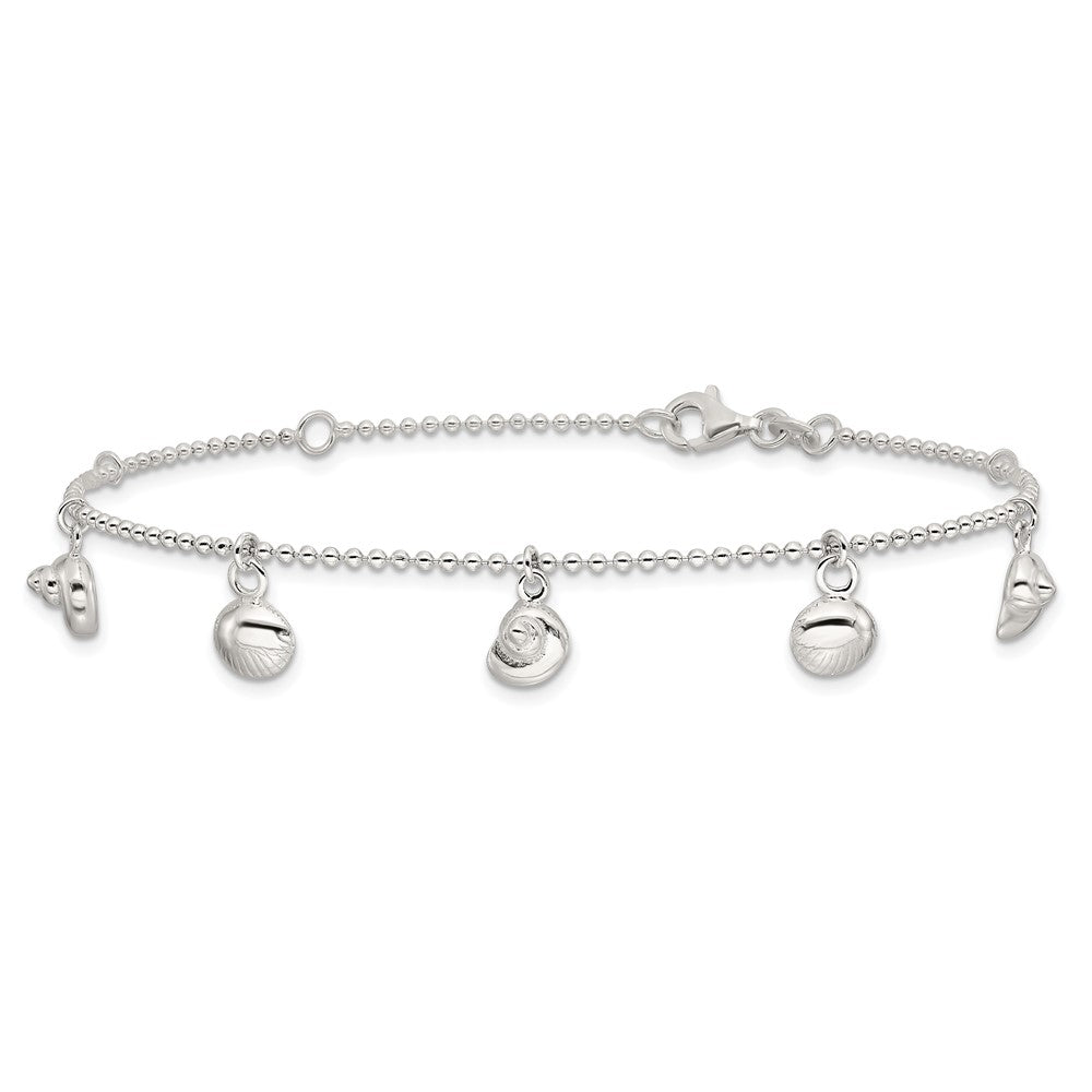Sterling Silver Sea Shell 8In Plus 1In Ext. Anklet