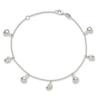 Sterling Silver Sea Shell 8In Plus 1In Ext. Anklet