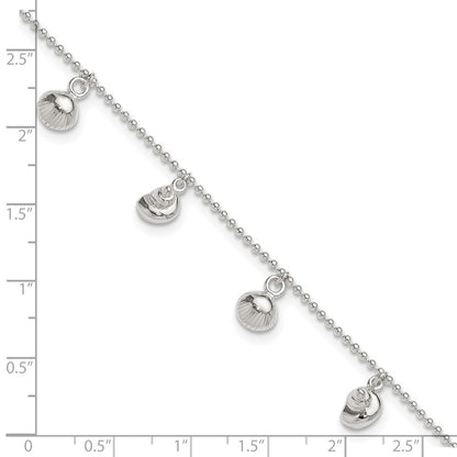 Sterling Silver Sea Shell 8In Plus 1In Ext. Anklet