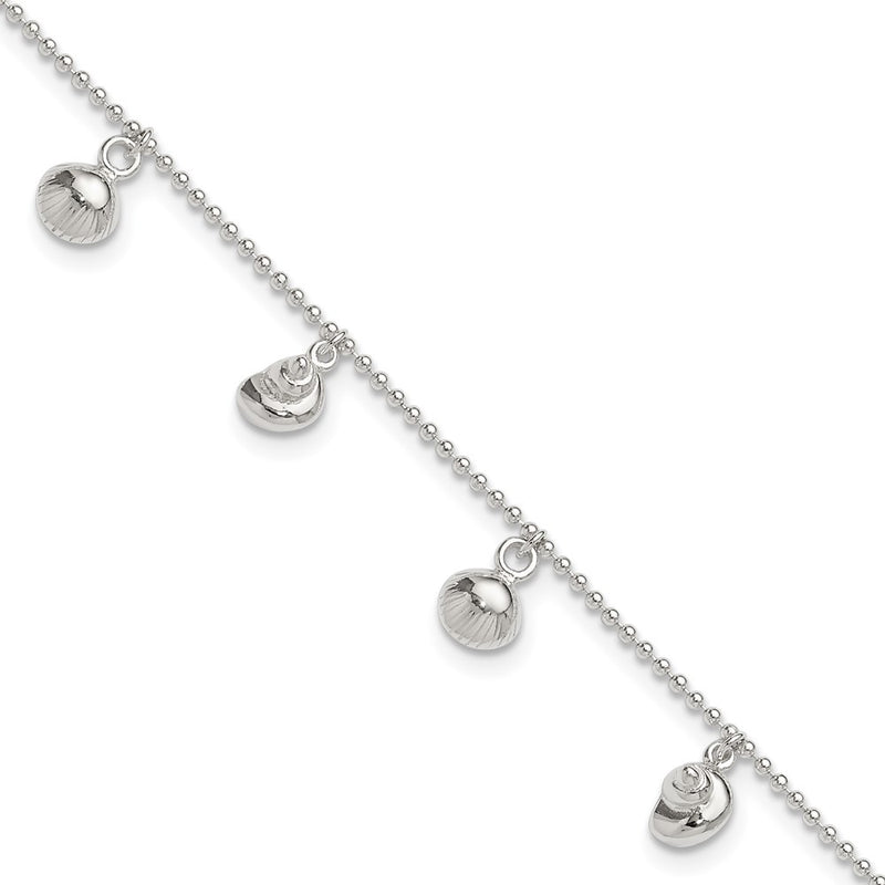Sterling Silver Sea Shell 8In Plus 1In Ext. Anklet