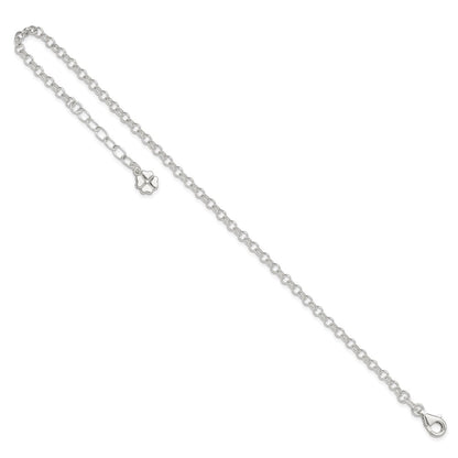 Sterling Silver Polished Four Leaf Clover 9In Plus 1In Ext. Anklet