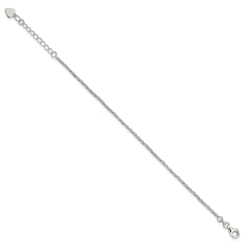 5 Inch Sterling Silver D/C & Polished 5In Plus 1In Ext. Bracelet
