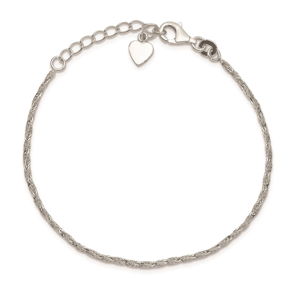 5 Inch Sterling Silver D/C & Polished 5In Plus 1In Ext. Bracelet