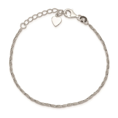 5 Inch Sterling Silver D/C & Polished 5In Plus 1In Ext. Bracelet