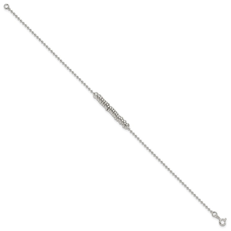 Sterling Silver 9Inch Polished Fancy Love Ring Anklet