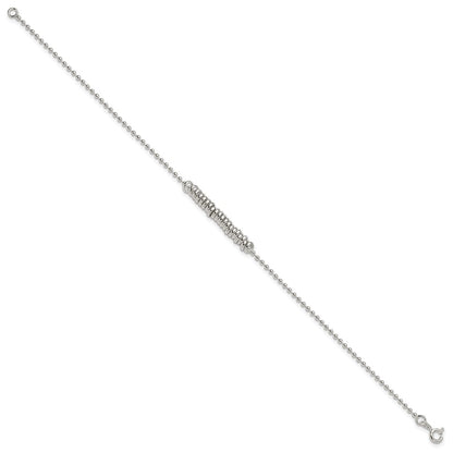 Sterling Silver 10Inch Polished Fancy Love Ring Anklet