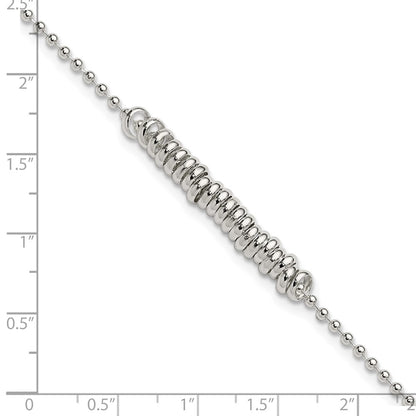 Sterling Silver 9Inch Polished Fancy Love Ring Anklet