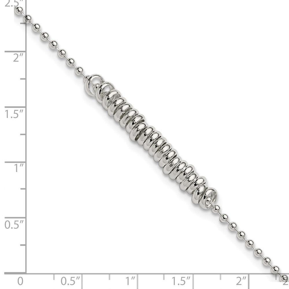 Sterling Silver 10Inch Polished Fancy Love Ring Anklet
