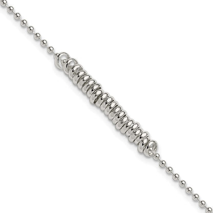 Sterling Silver 9Inch Polished Fancy Love Ring Anklet