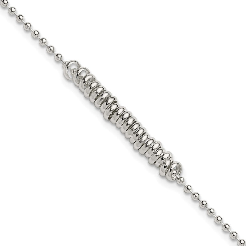 Sterling Silver 9Inch Polished Fancy Love Ring Anklet