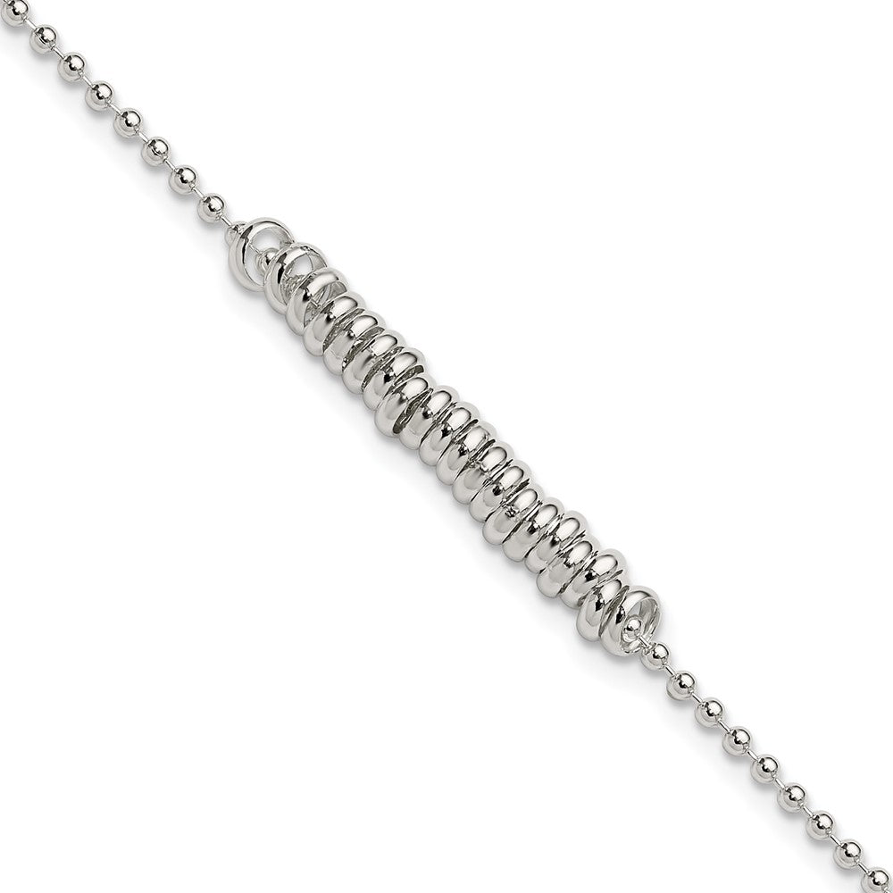 Sterling Silver 10Inch Polished Fancy Love Ring Anklet