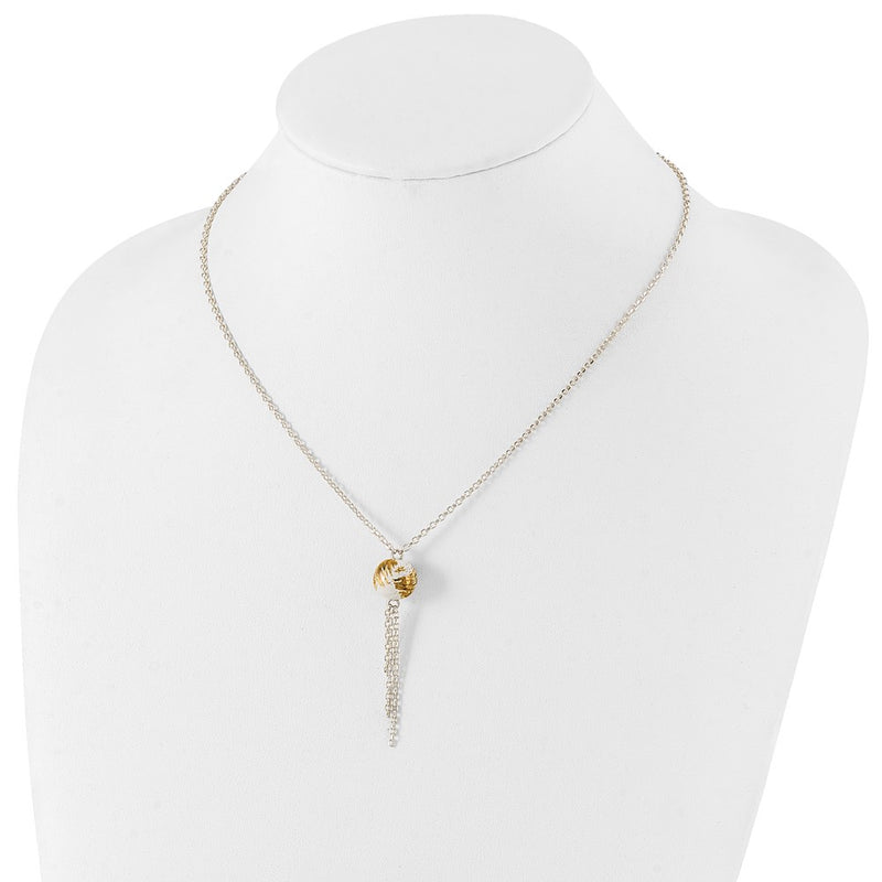 Sterling Silver Polished Gold-Tone & Enameled Fancy Ball Drop Necklace