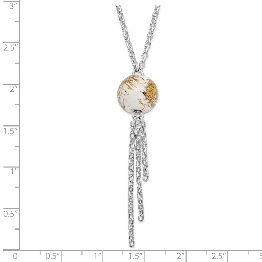 Sterling Silver Polished Gold-Tone & Enameled Fancy Ball Drop Necklace