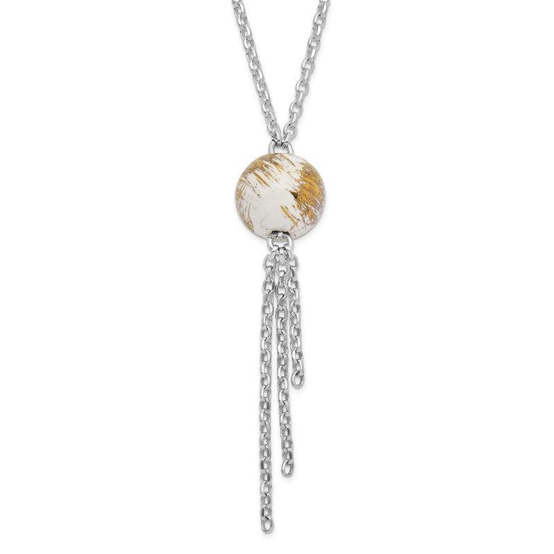 Sterling Silver Polished Gold-Tone & Enameled Fancy Ball Drop Necklace