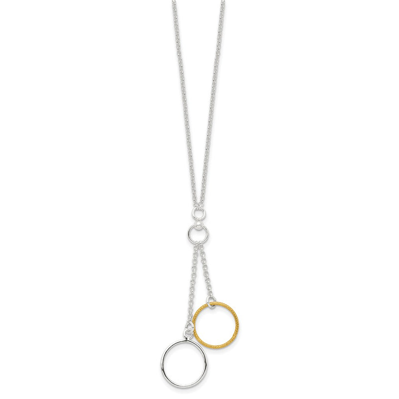 Sterling Silver And Vermeil Polished Fancy Circle Drop Necklace