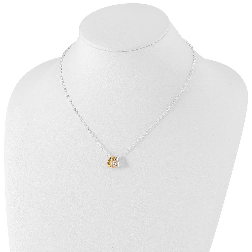 Sterling Silver And Vermeil Polished Fancy 3-Heart Necklace