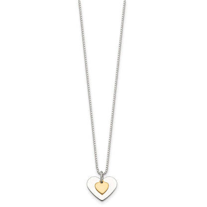 Sterling Silver W/Vermeil Polished Fancy Heart Necklace