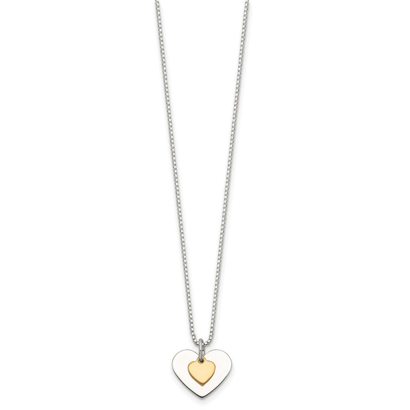 Sterling Silver W/Vermeil Polished Fancy Heart Necklace