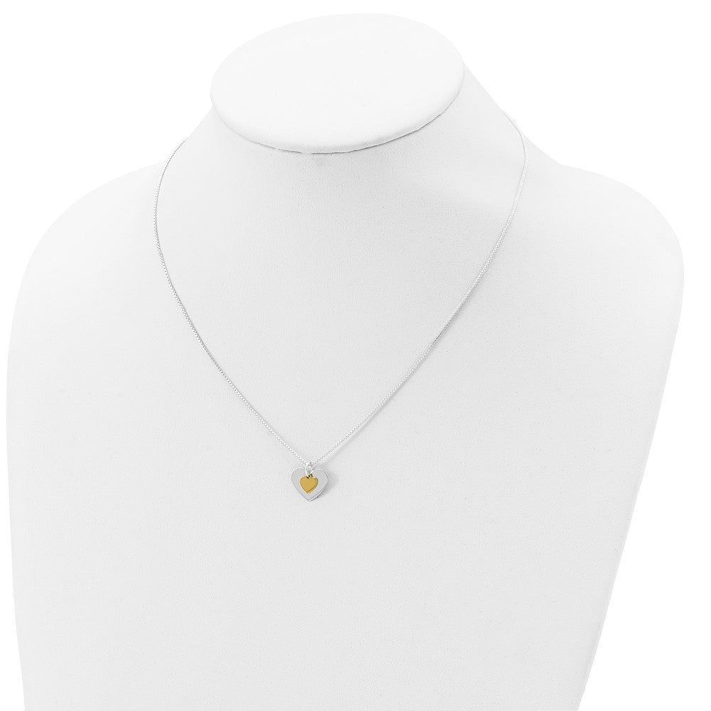 Sterling Silver W/Vermeil Polished Fancy Heart Necklace