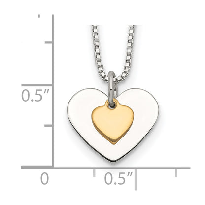 Sterling Silver W/Vermeil Polished Fancy Heart Necklace