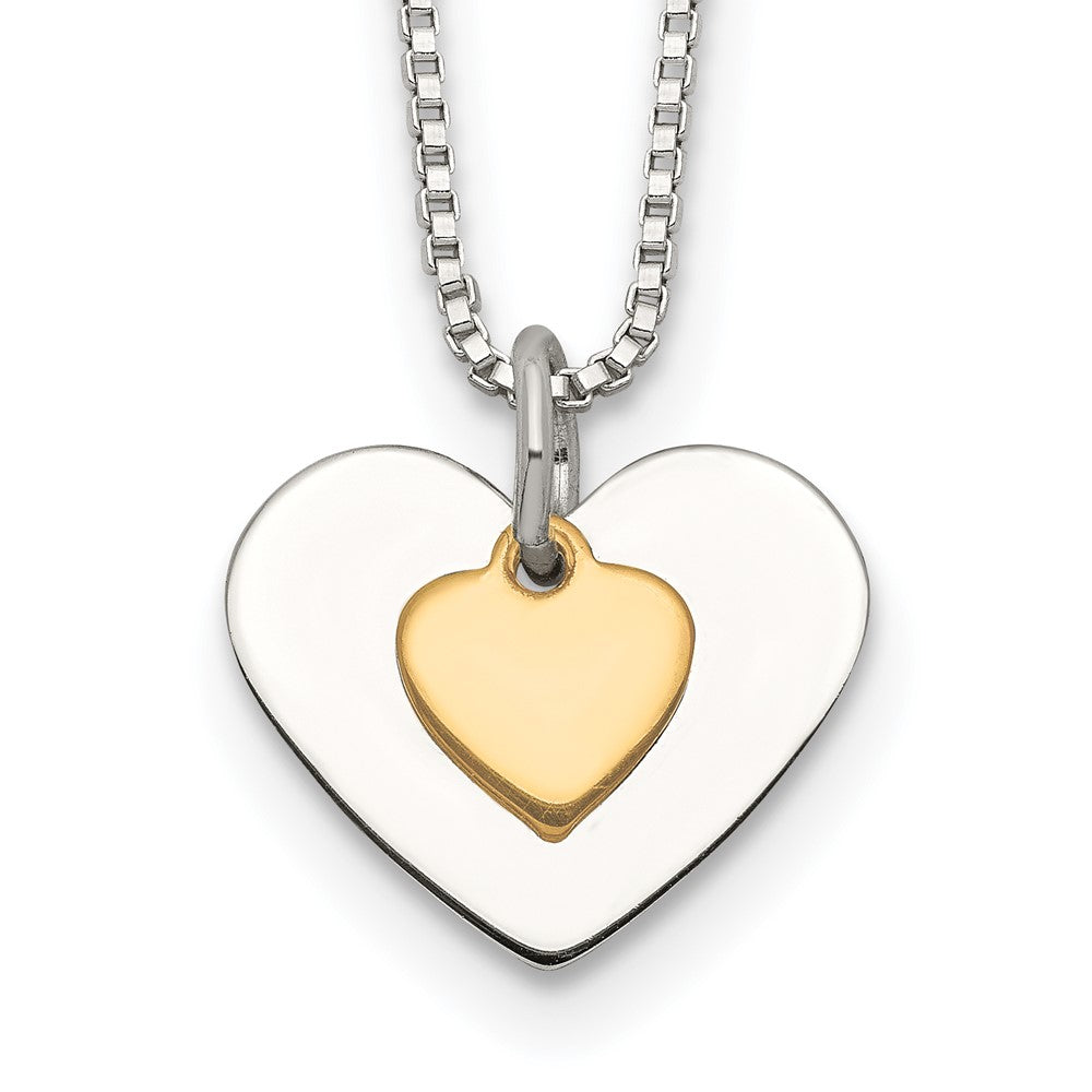 Sterling Silver W/Vermeil Polished Fancy Heart Necklace