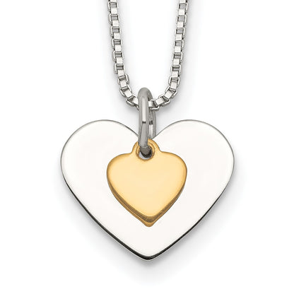 Sterling Silver W/Vermeil Polished Fancy Heart Necklace