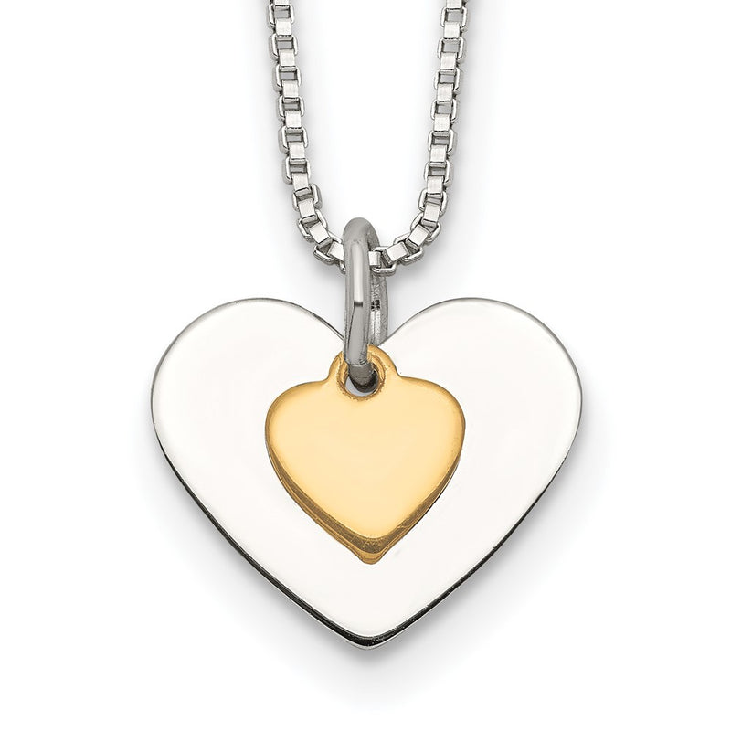 Sterling Silver W/Vermeil Polished Fancy Heart Necklace
