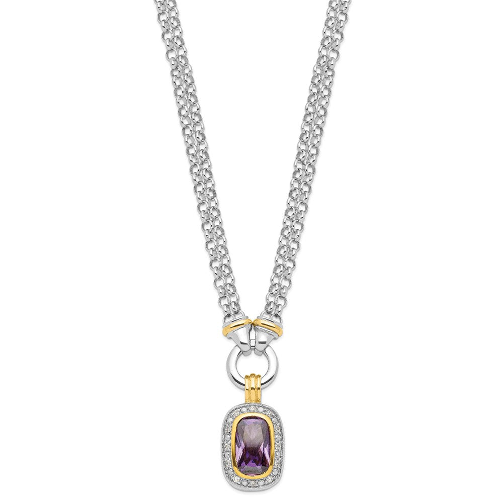 Sterling Silver Flash Gold-Plated Cz Necklace