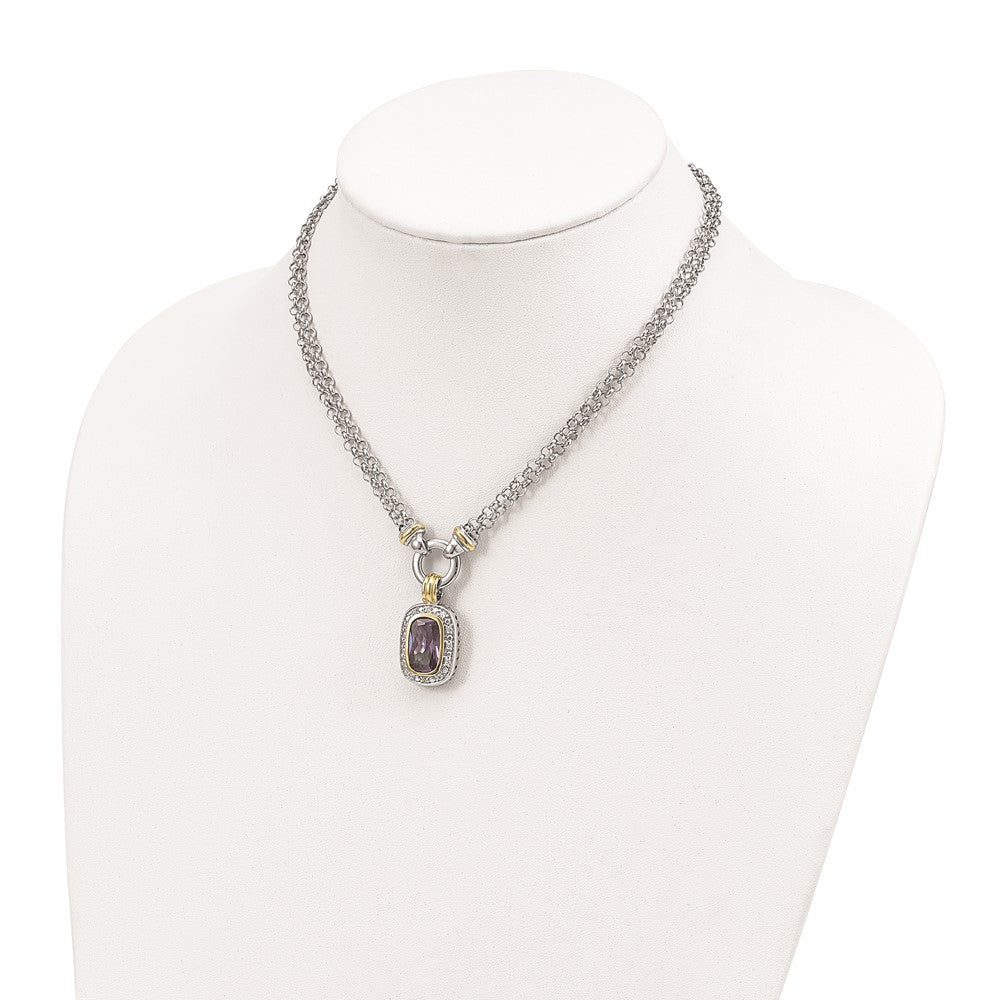 Sterling Silver Flash Gold-Plated Cz Necklace