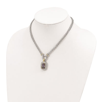 Sterling Silver Flash Gold-Plated Cz Necklace