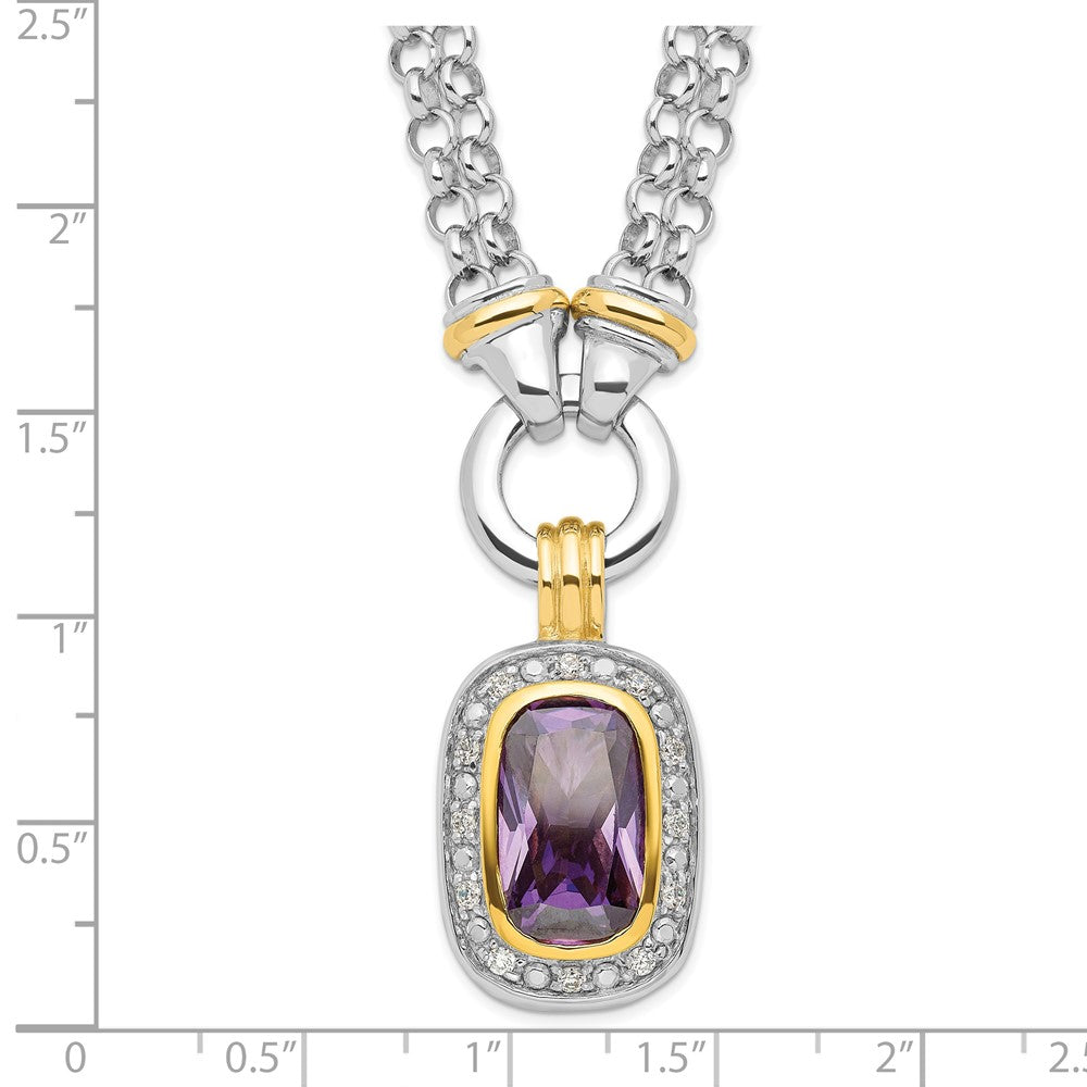 Sterling Silver Flash Gold-Plated Cz Necklace
