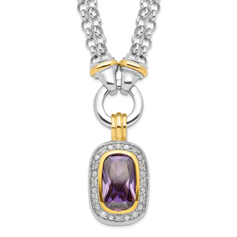 Sterling Silver Flash Gold-Plated Cz Necklace