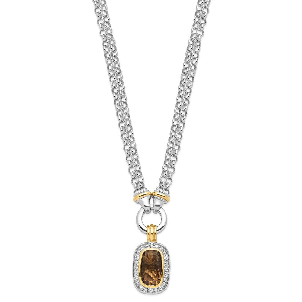 Sterling Silver Flash Gold-Plated Cz Necklace