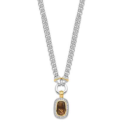Sterling Silver Flash Gold-Plated Cz Necklace