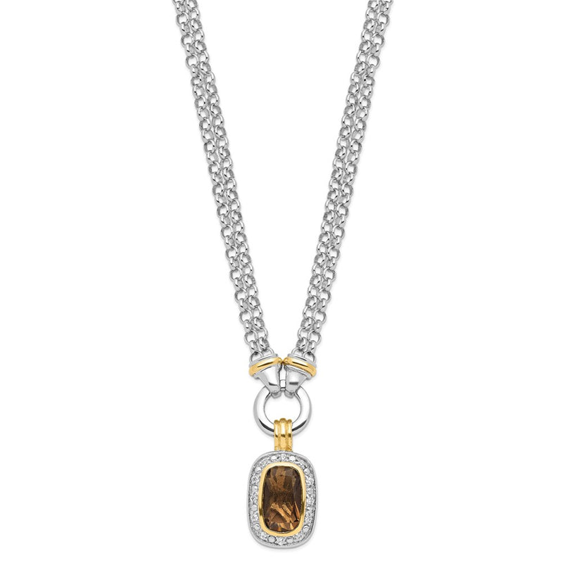 Sterling Silver Flash Gold-Plated Cz Necklace
