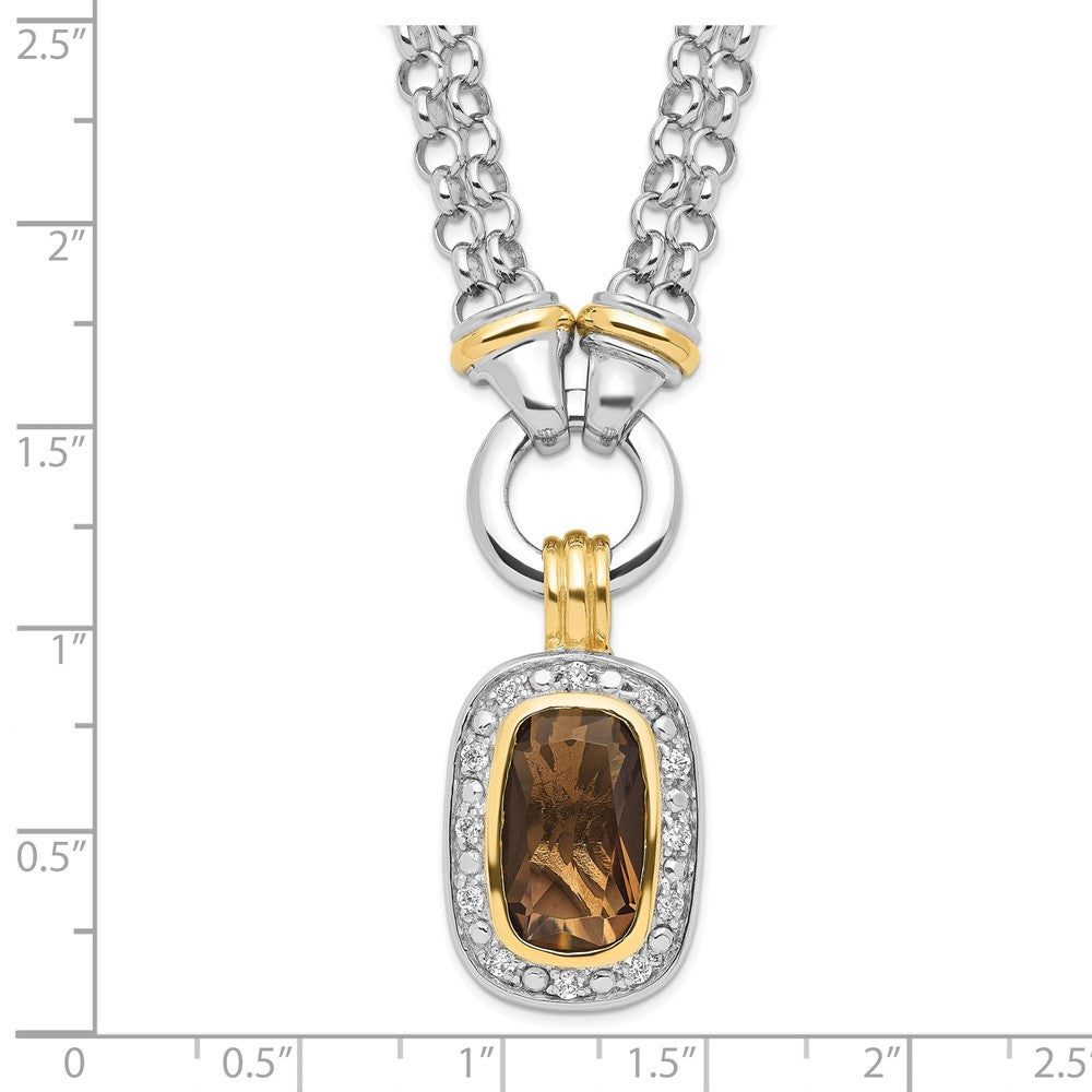 Sterling Silver Flash Gold-Plated Cz Necklace
