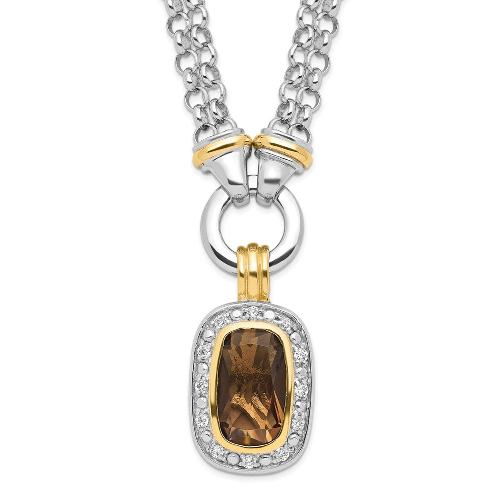 Sterling Silver Flash Gold-Plated Cz Necklace
