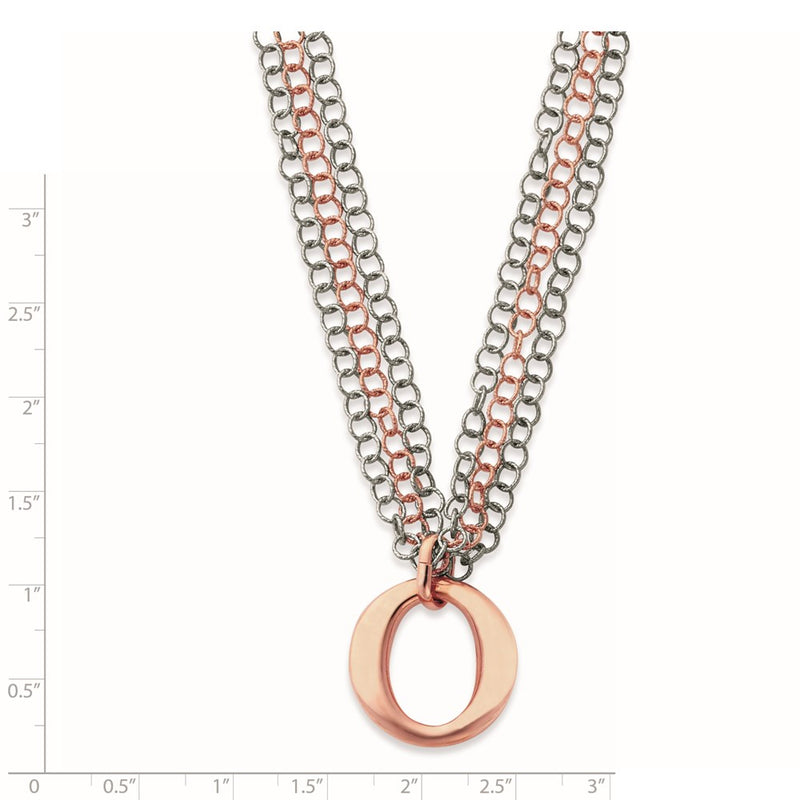 Sterling Silver & Rose Vermeil Multi-Strand W/Circles Necklace