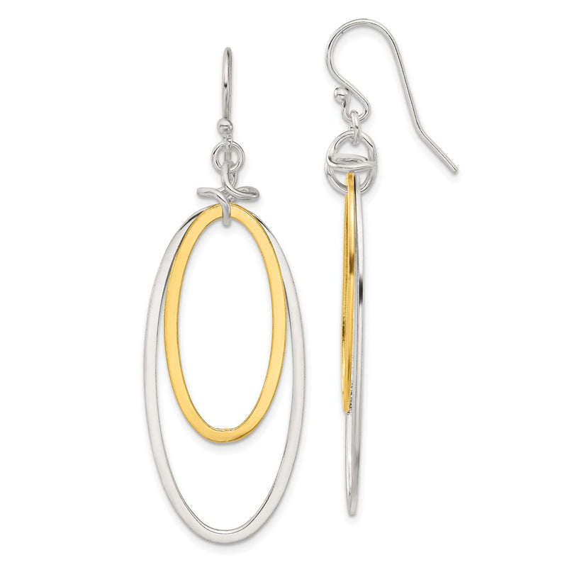 Sterling Silver And Vermeil Polished Drop Necklace Earring Set