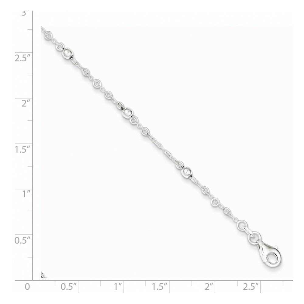 7.5 Inch Sterling Silver Polished Fancy Bead Bracelet