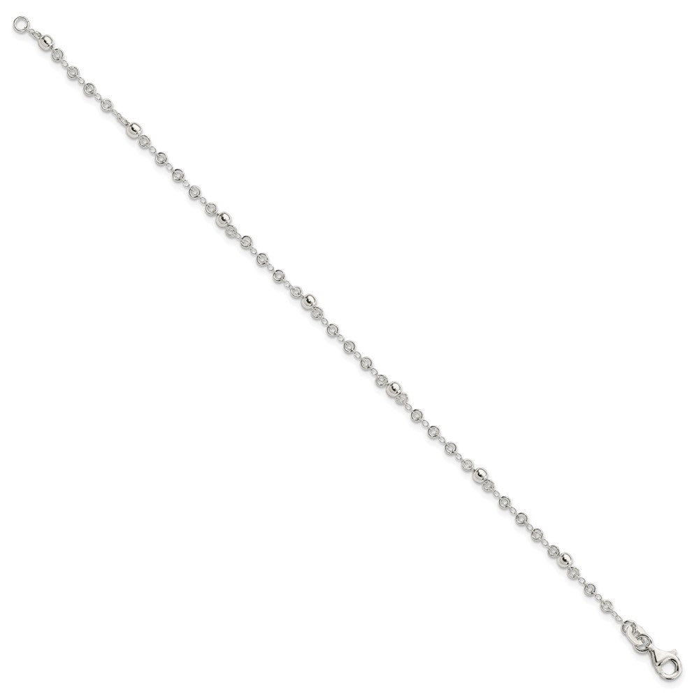 7.5 Inch Sterling Silver Polished Fancy Bead Bracelet