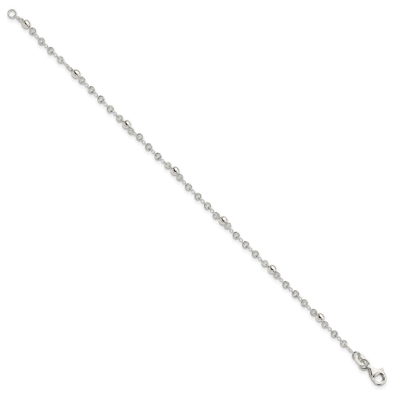7.5 Inch Sterling Silver Polished Fancy Bead Bracelet