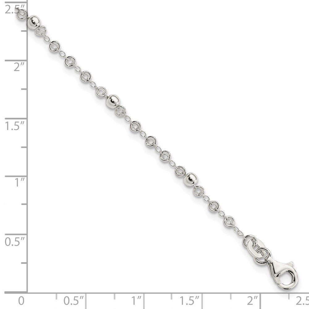 7.5 Inch Sterling Silver Polished Fancy Bead Bracelet