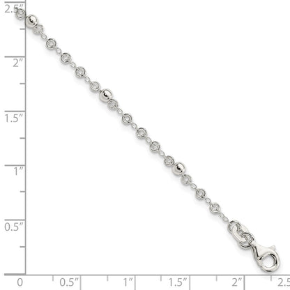 7.5 Inch Sterling Silver Polished Fancy Bead Bracelet